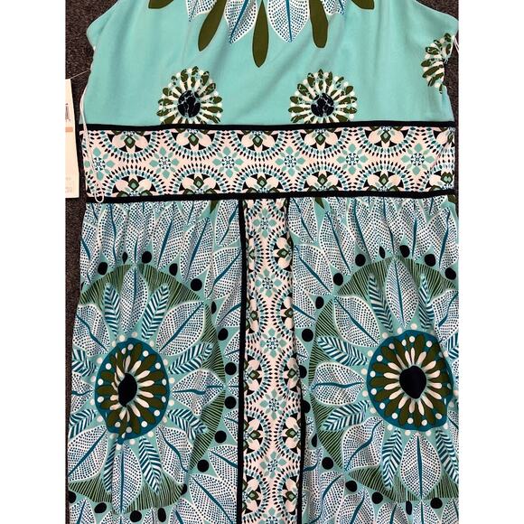 NWT Maggy London Womens Blue Aquamarine Floral Halter Neck Midi Dress Size 12 - Picture 8 of 9